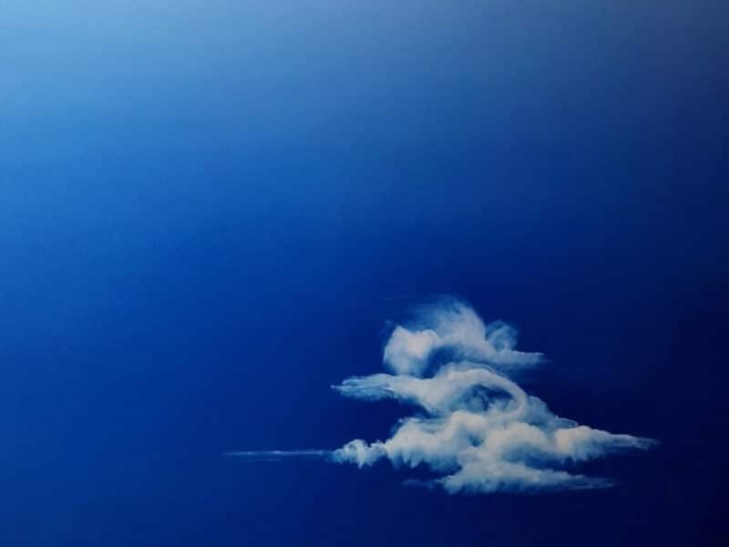 Miniature - Suspendu dans le bleu du ciel - huile sur toile 140x70cm